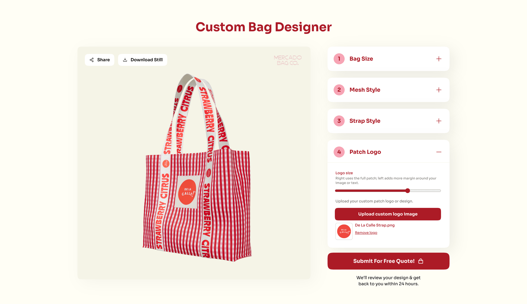 Launching a self-serve 3D bag customizer for Mercado Bag Co.